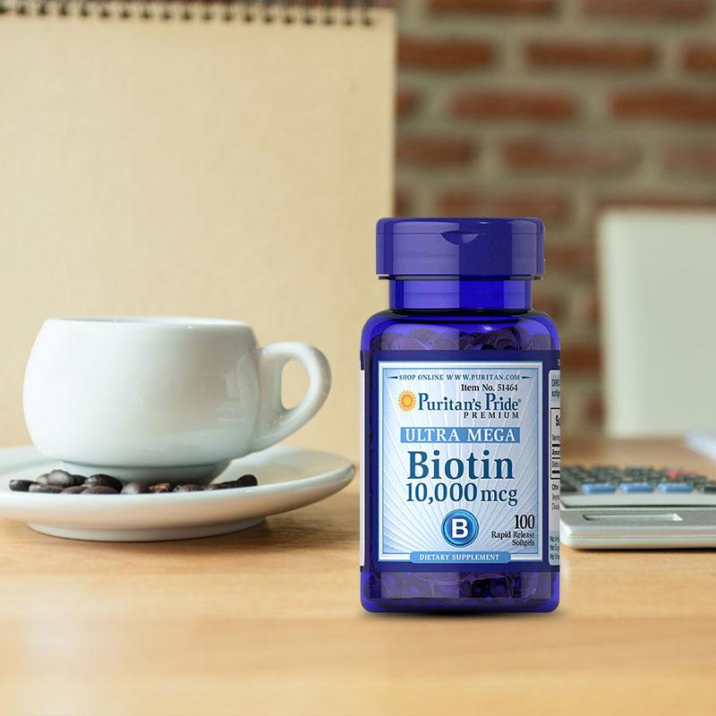 Viên uống hỗ trợ giảm rụng tóc, mọc tóc mới, kiềm dầu da Puritan's Pride- biotin