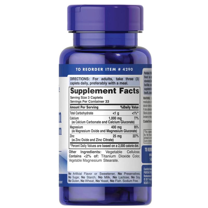 Viên uống hỗ trợ tăng trưởng chiều cao Puritan's Pride Chelated Calcium Magnesium Zinc