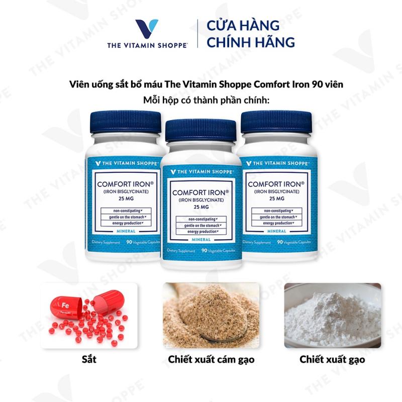 Viên uống sắt bổ máu The Vitamin Shoppe Comfort Iron 90 viên
