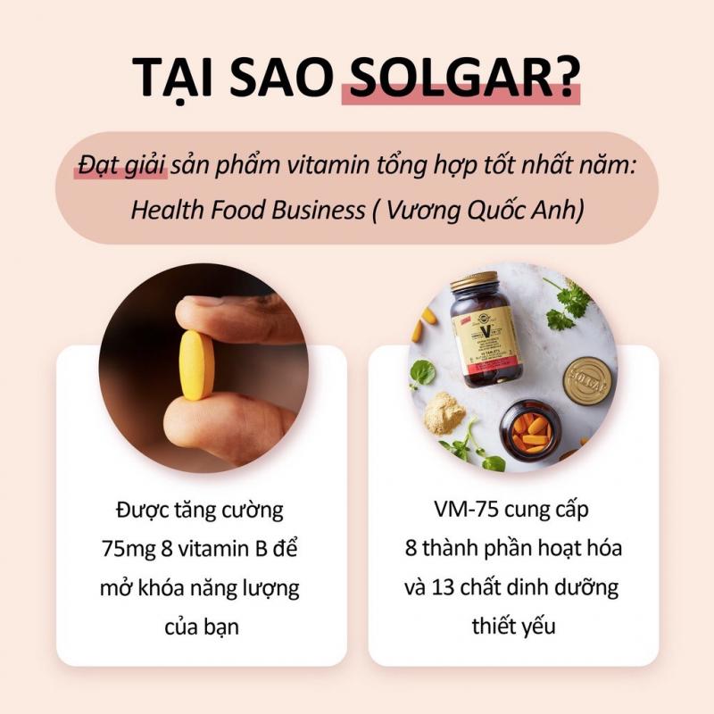 Viên uống Solgar Formula VM-75 cung cấp dinh dưỡng thiết yếu cho cơ thể