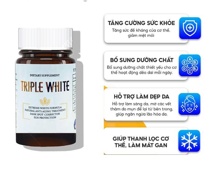 Viên uống trắng da, chống nắng, giảm thâm nám Triple White