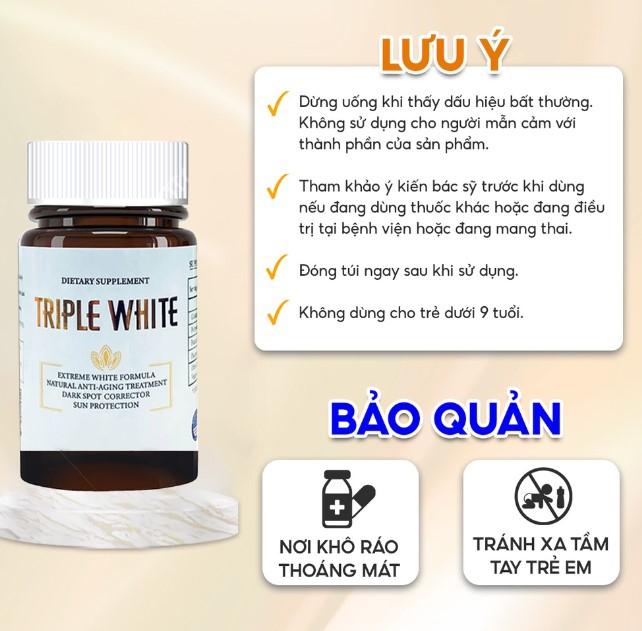 Viên uống trắng da, chống nắng, giảm thâm nám Triple White