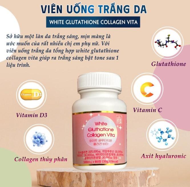 Viên uống trắng da White Glutathione Collagen Vita