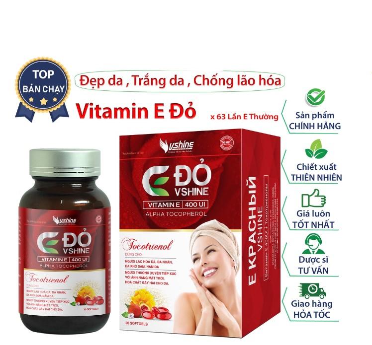 Viên uống Vitamin E đỏ VShine - Ngăn ngừa lão hóa, giúp làn da sáng khỏe