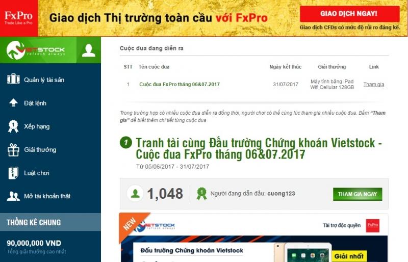 Giao diện đáu trường chứng khoán Việt - Vietstock