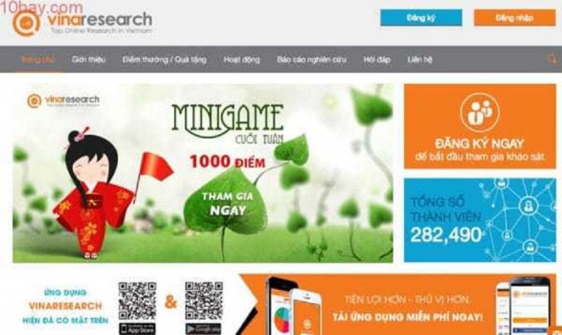 Giao diện trang web VinaResearch