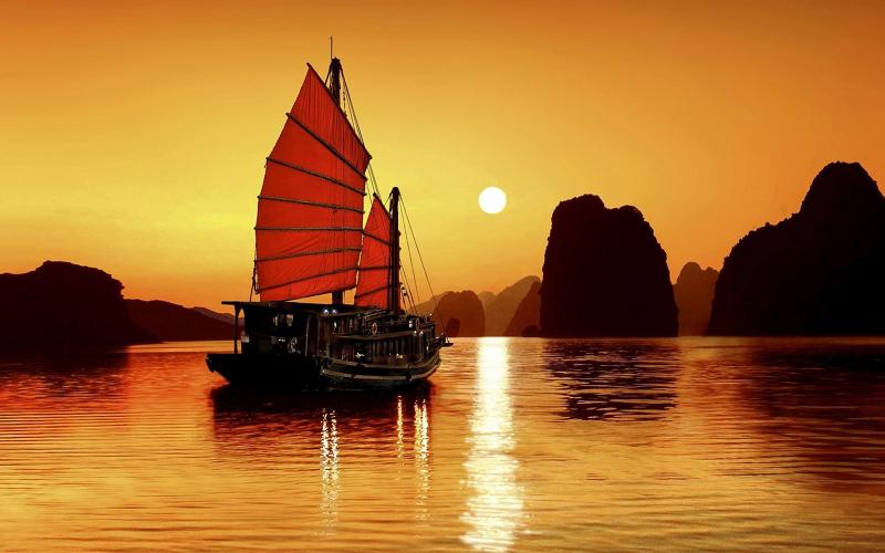 Bình minh trên vịnh Hạ Long