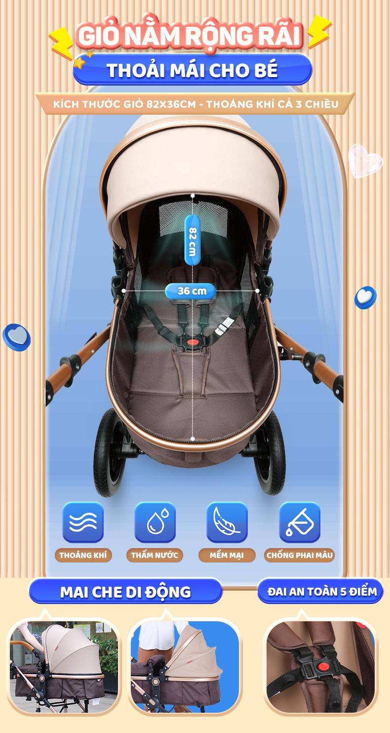 Xe đẩy cho bé Chilux V1.6 - 9 tính năng tiện dụng cho mẹ và bé - có thể gấp gọn
