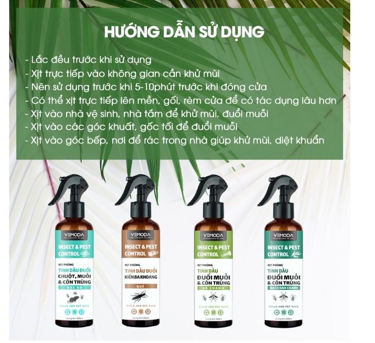 Xịt phòng tinh dầu sả chanh Vemoda làm thơm phòng, đuổi muỗi và côn trùng hiệu quả