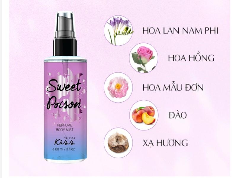 Xịt thơm toàn thân hương nước hoa Malissa Kiss