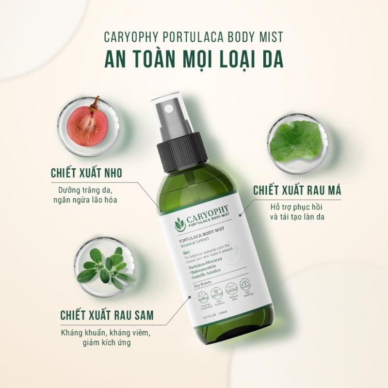 Xịt mụn lưng giảm mụn mờ thâm Caryophy Portulaca Body Mist