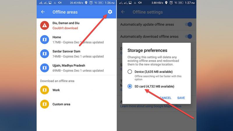 Xóa dữ liệu Offiline của Google Maps hoặc chuyển sang thẻ nhớ