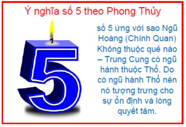 Ý nghĩa số 5 trong phong thủy