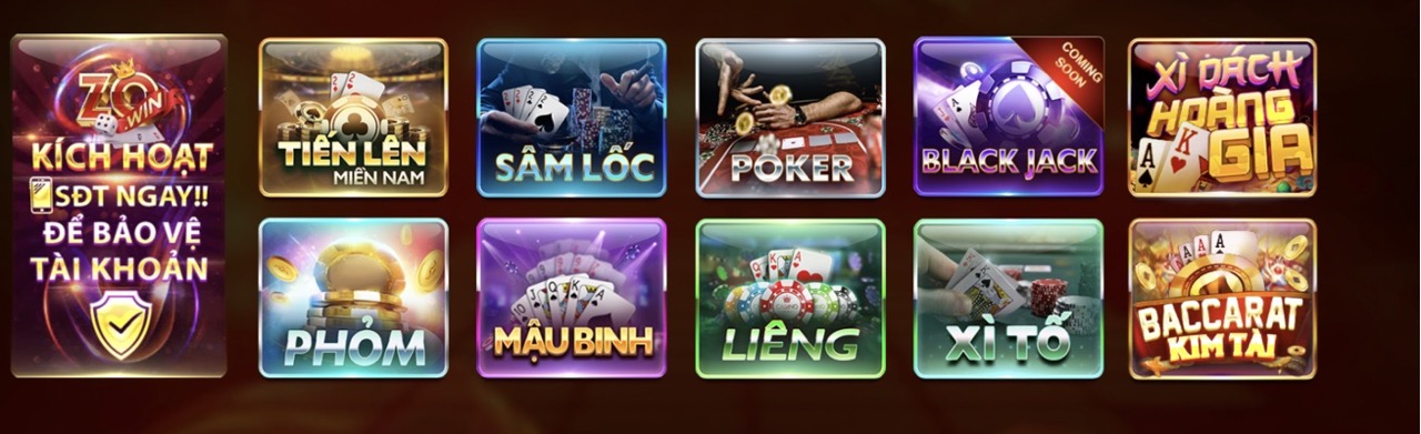 Sản phẩm game bài đổi thưởng tại Zowin